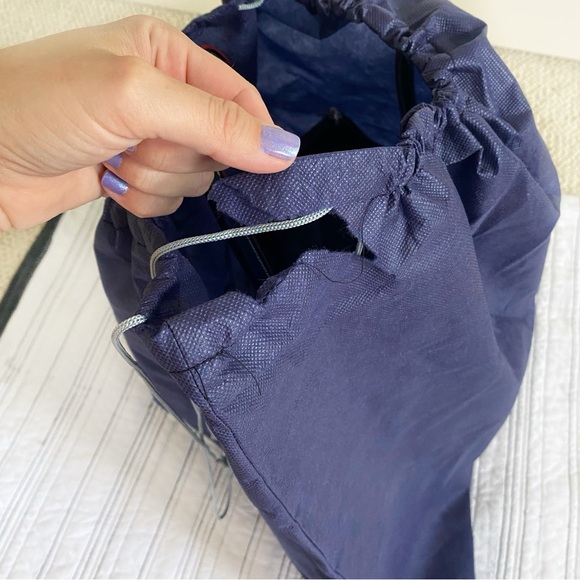 Arcadia Genuine Patent Leather Made in Italy Logo Satchel Bag Black with Red - Picture 10 of 11